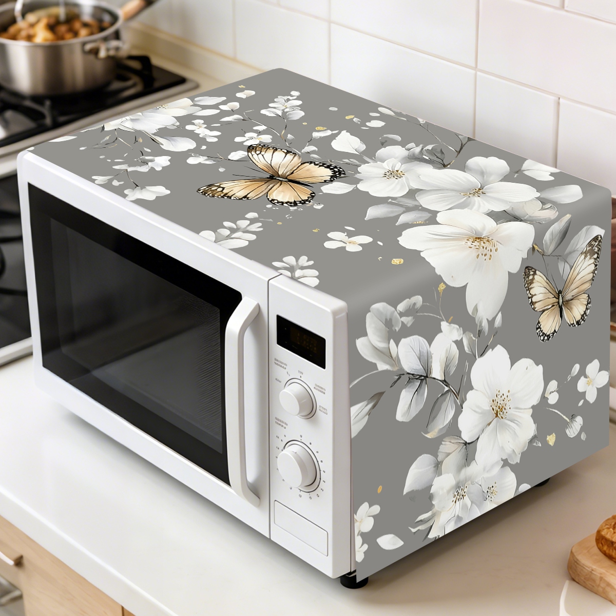 1pc  White Flower Microwave Du - đánh giá và giá Kitchen Appliances In White